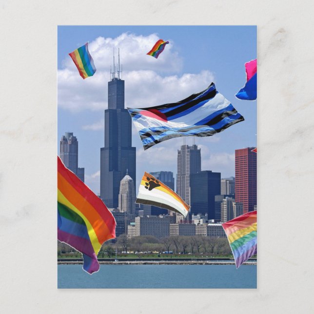 Flying Pride über Chicago Postkarte (Vorderseite)