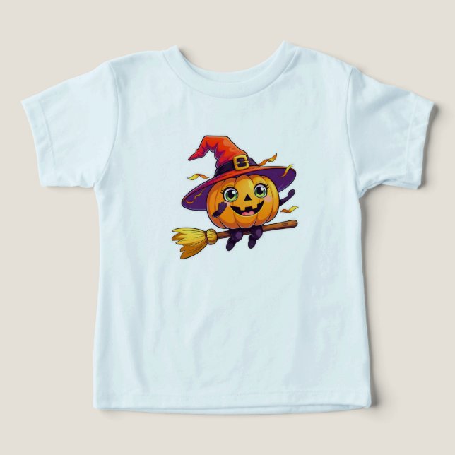 Flying Pumpkin Hexe - Niedliches Halloween-Kinderd (Design Vorderseite)