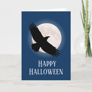 Flying raven mit dem Mond dahinter Karte