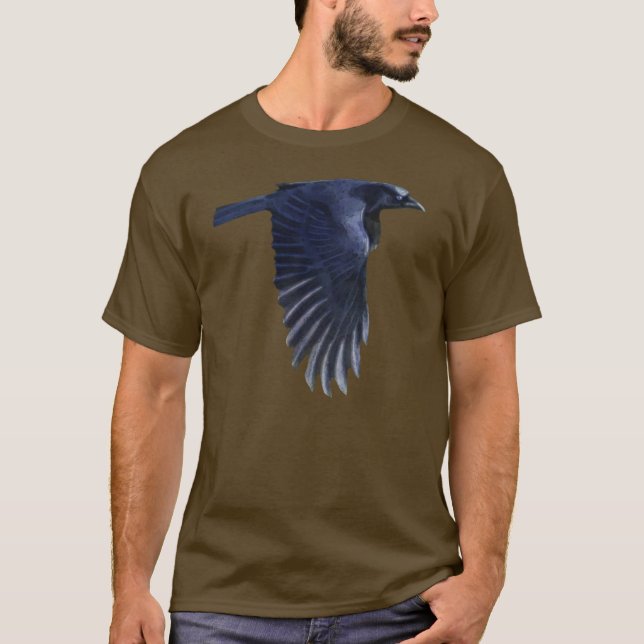 Flying Raven Wildlife Art Shirt (Vorderseite)