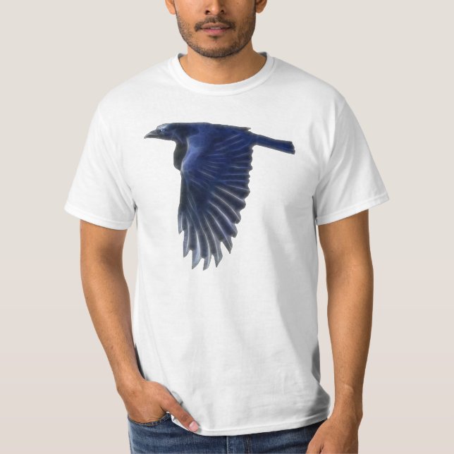 Flying Raven Wildlife Art Value Shirt (Vorderseite)