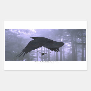 Flying Ravens, Forest & Eerie Eyes Rechteckiger Aufkleber