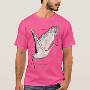 Flying Sandhill Crane Illustration Crane Bird Geze T-Shirt