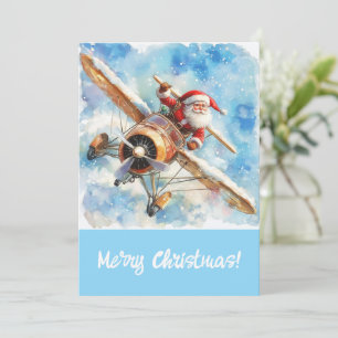 Flying Santa Christmas Card (Santa im Flugzeug) Feiertagskarte