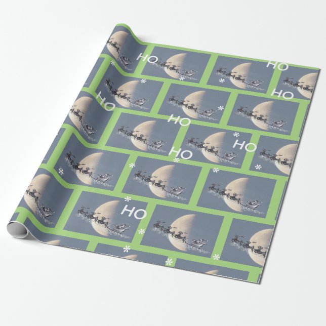 Flying Santa Christmas Wrapping Paper Geschenkpapier (Ungerollt)