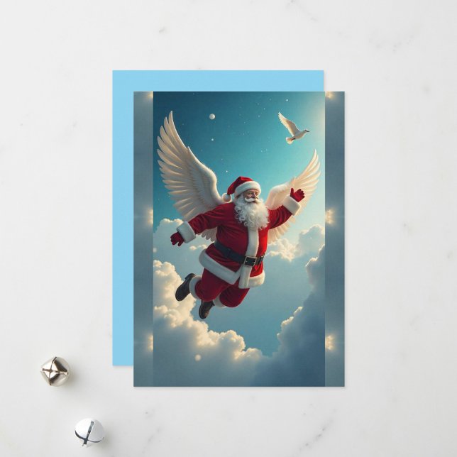 Flying Santa Claus Feiertagskarte (Add photos and text for no additional charge!
)
