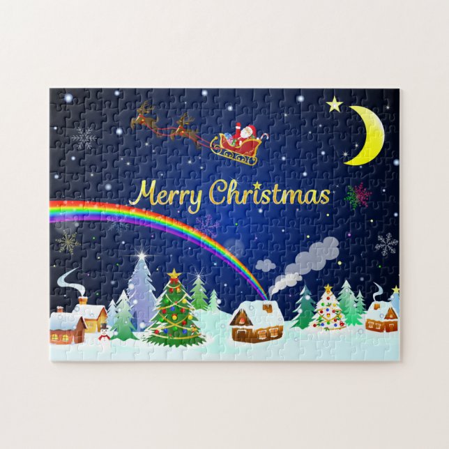 Flying Santa Claus mit Crescent Moon Puzzle (Horizontal)