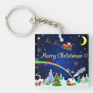 Flying Santa Claus mit Crescent Moon Schlüsselanhänger