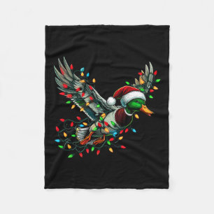 Flying Santa Duck mit Weihnachtslicht Jagd Se Fleecedecke