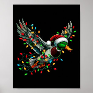 Flying Santa Duck mit Weihnachtslicht Jagd Se Poster