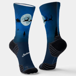 Flying Santa, Rentier und Vollmond Socken