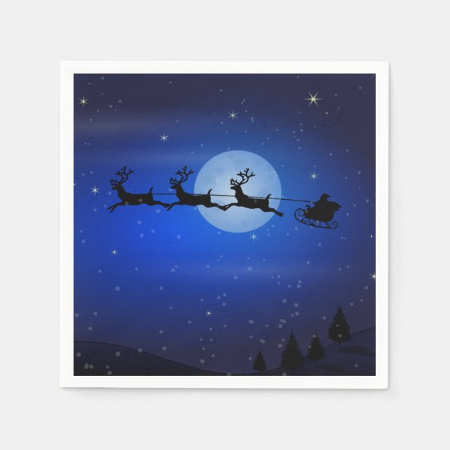 Flying Santa und seine Rentiere Serviette (Vorderseite)