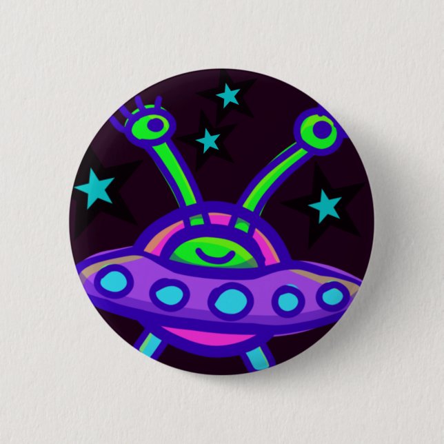 Flying Saucer-Außerirdischen im Button des Weltrau (Vorderseite)
