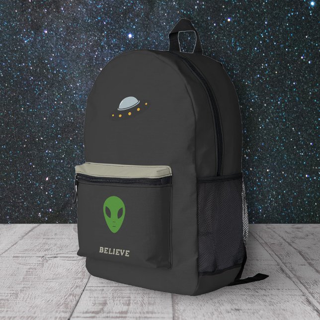 Flying Saucer & Green Alien Bedruckter Rucksack (Flying Saucer & Green Alien Backpack)