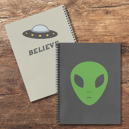 Flying Saucer & Green-Alien-Notebook Notizbuch