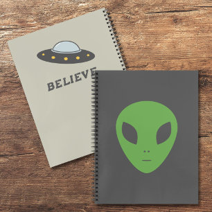 Flying Saucer & Green-Alien-Notebook Notizbuch