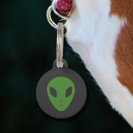Flying Saucer & Green Alien Pet Tag Haustiermarke