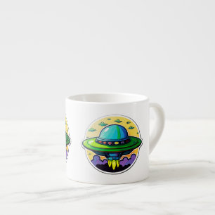 Flying Saucer Sticker Art Espresso Tasse