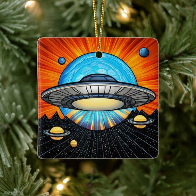 Flying Saucer Stickers Keramikornament (Baum)