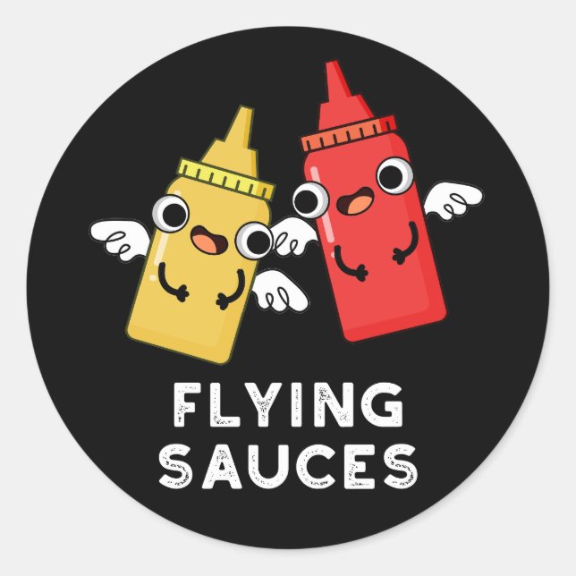 Flying Sauces Funny Food Pub Dark BG Runder Aufkleber (Vorderseite)