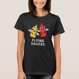 Flying Sauces Funny Food Pub Dark BG T-Shirt