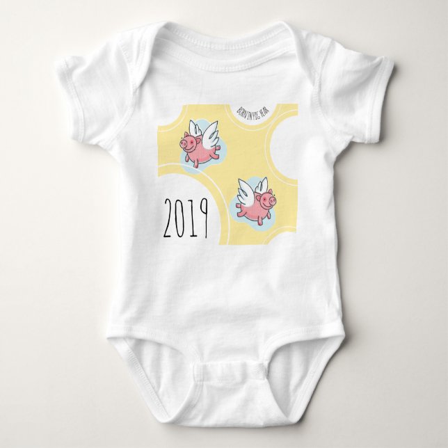 Flying Schweine New Baby geboren 2019 Baby Bodysui Baby Strampler (Vorderseite)