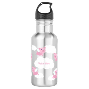 Flying Schweine Niedlich Kids Wasserflasche mit Na