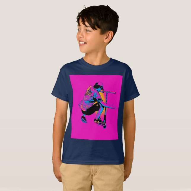 Flying Scooter Pro - Stunt Scooter Boy T-Shirt (Vorne ganz)