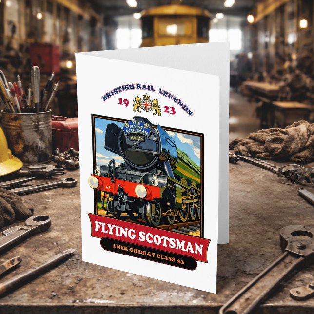 Flying Scotsman 4472 Steam Locomotive Retro Poster Dankeskarte (Flying Scotsman 4472 Steam Locomotive Retro Poster. Thank You Card)