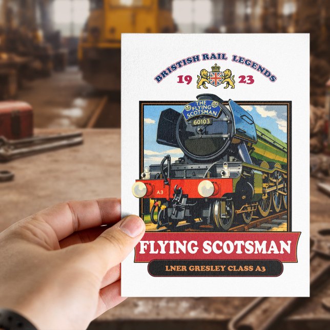 Flying Scotsman 4472 Steam Locomotive Retro Poster Postkarte (Flying Scotsman 4472 Steam Locomotive Retro Poster. Postcard)