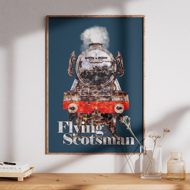 Flying Scotsman – Dampfzug-Illustration Fotodruck (Flying Scotsman – Steam Locomotive Illustration. Photo Print)