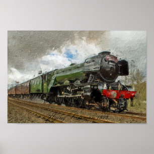 Flying Scotsman Oil Paintedl Illustration Poster
