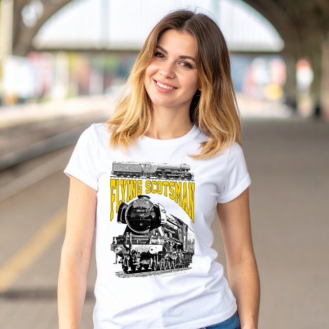Flying Scotsman Steam Locomotive. 1923 LNER Train T-Shirt (Flying Scotsman Steam Locomotive. 1923 LNER Train. Basic Women White T-Shirt)
