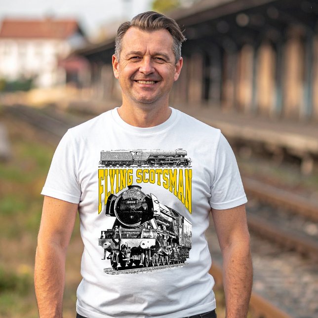 Flying Scotsman Steam Locomotive. 1923 LNER Train T-Shirt (Flying Scotsman Steam Locomotive. 1923 LNER Train. Basic Men White T-Shirt)