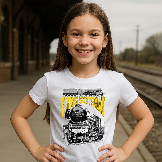 Flying Scotsman Steam Locomotive. 1923 LNER Train T-Shirt (Flying Scotsman Steam Locomotive. 1923 LNER Train. Basic Girl White T-Shirt)