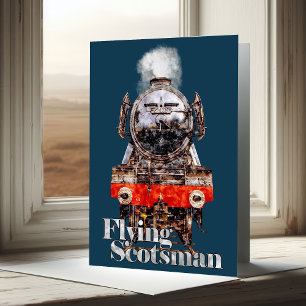 Flying Scotsman - Steam Locomotive Illustration Dankeskarte