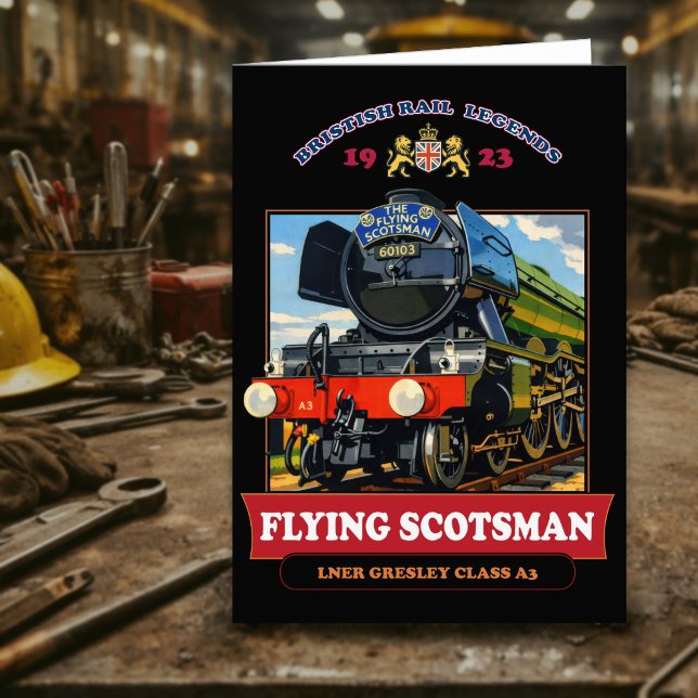 Flying Scotsman Steam Locomotive Vintage Poster Dankeskarte (Flying Scotsman Steam Locomotive Vintage Poster. Thank You Card)