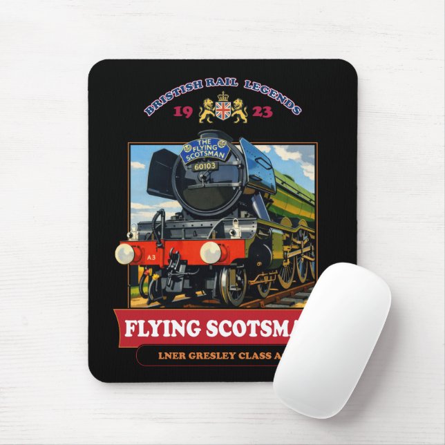 Flying Scotsman Steam Locomotive Vintage Poster Mousepad (Mit Mouse)
