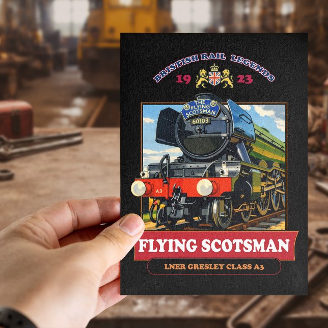 Flying Scotsman Steam Locomotive Vintage Poster Postkarte (Flying Scotsman Steam Locomotive Vintage Poster. Postcard)