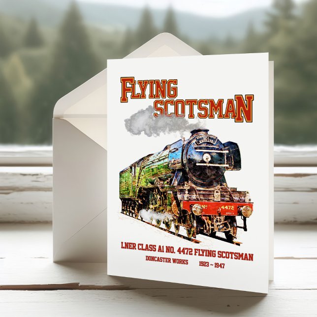 Flying Scotsman Steam Train English Locomotive Dankeskarte (Von Creator hochgeladen)