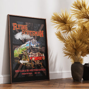 Flying Scotsman Steam Train English Locomotive Poster