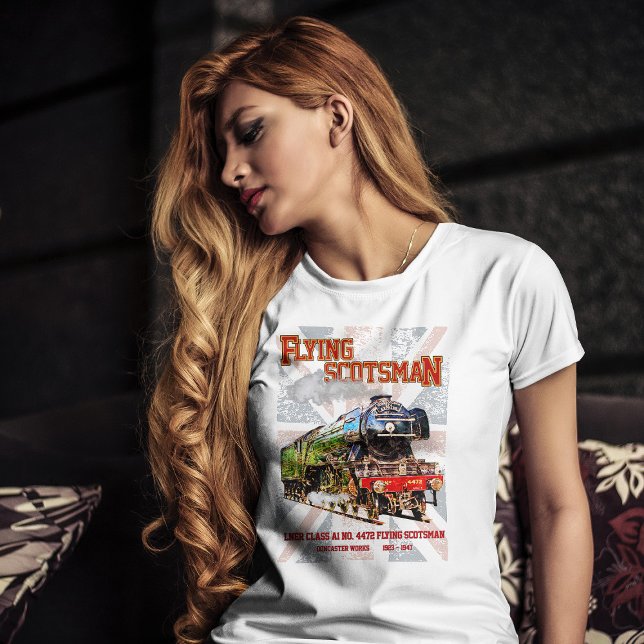 Flying Scotsman Steam Train English Locomotive T-Shirt (Flying Scotsman Steam Train English Locomotive. Womens Basic T-Shirt)