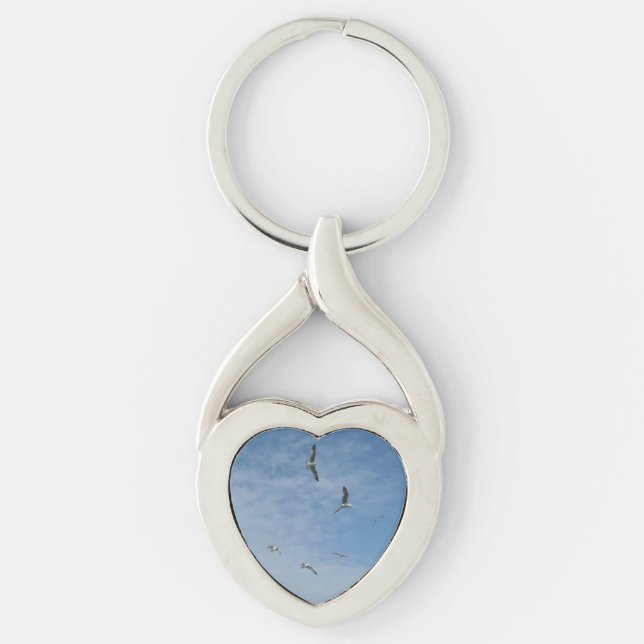 Flying Seagulls Heart Keychain Schlüsselanhänger (Vorderseite)