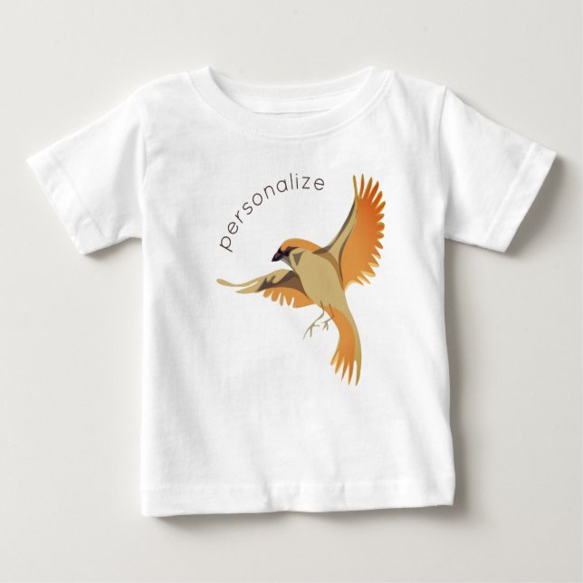 Flying Sparrow Cool Modern Bird Unisex Niedlich Cu Baby T-shirt (Vorderseite)