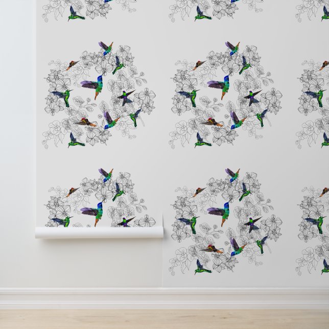 Flying Spring Birds Tapete (Anwendung)