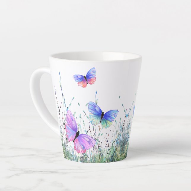 Flying Spring Butterflies Latte Tasse (Linke Ecke)