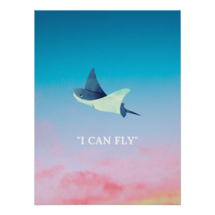 Flying Stingray Acrylic Print Poster