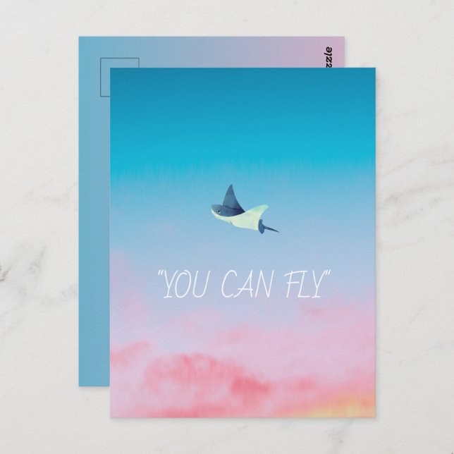 Flying Stingray und Ermutigung werden gut Postkarte (Vorne/Hinten)