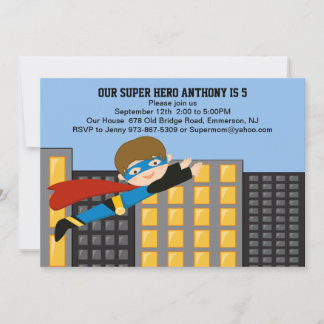 Flying Super Hero Boys Einladung zum Geburtstag