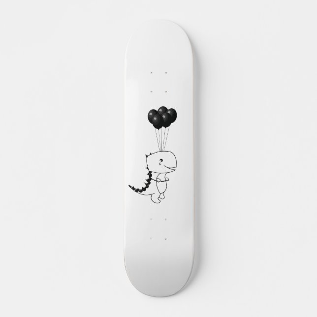 Flying T-Rex With Black Ballons Skateboard (Vorne)